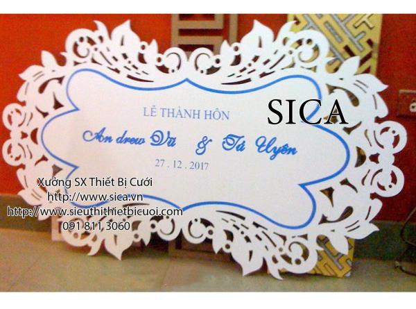 bảng tên cô dâu chú rể treo backdrop