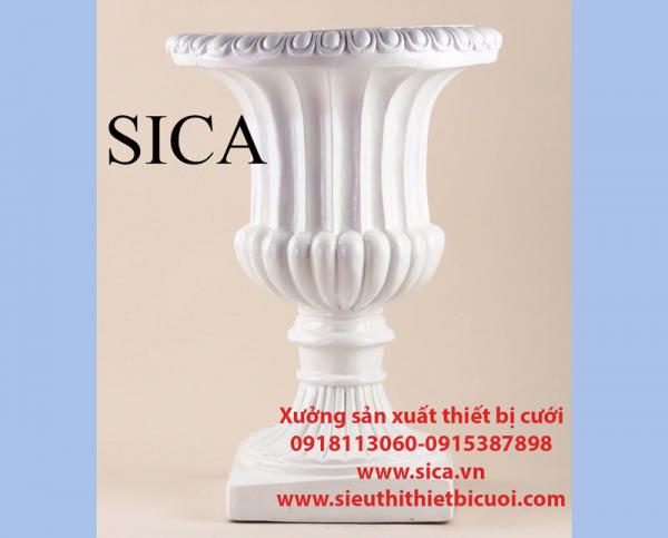 Bình hoa composite màu trắng đẹp rẻ