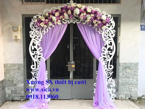 Cổng hoa CNC đầu tròn hoa tím