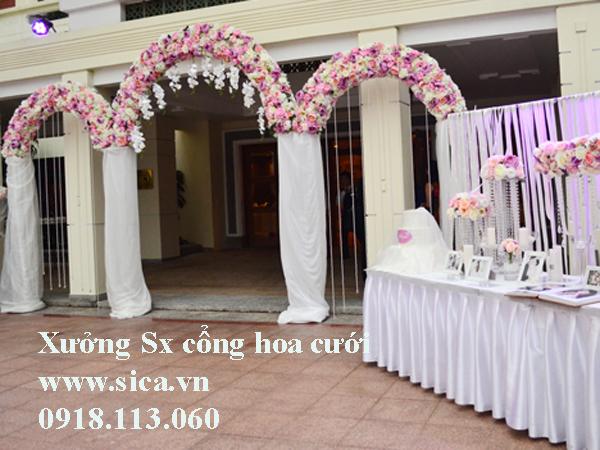 Cổng hoa cưới tam quan- cổng chào 3 khung