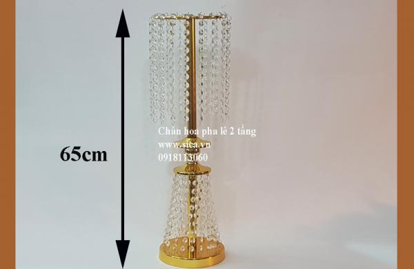 Chân đèn tháp 2 tầng pha lê